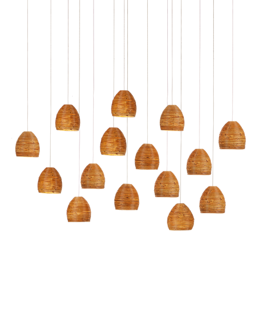 Beehive 15-Light Linear Multi-Drop Pendant