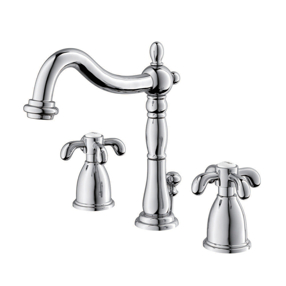 French Country Widespread Bathroom Faucet in Polished Chrome