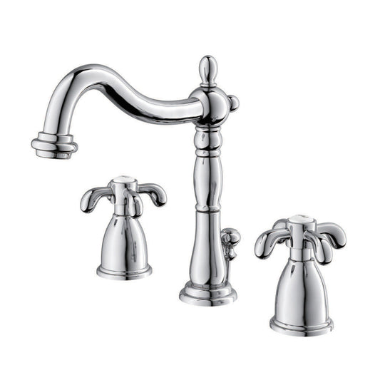 French Country Widespread Bathroom Faucet in Polished Chrome