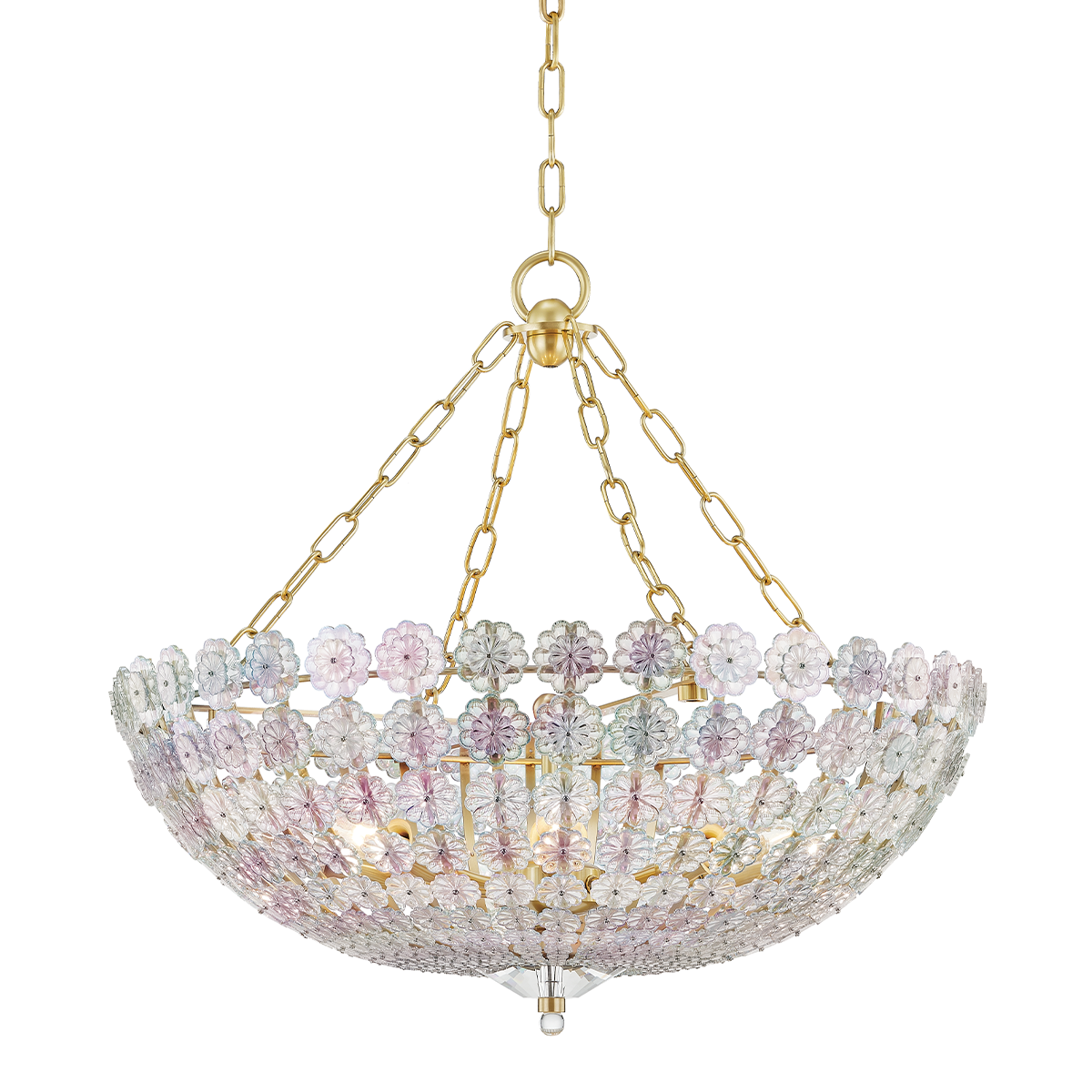 Floral Park Chandelier with Aged Brass Finish