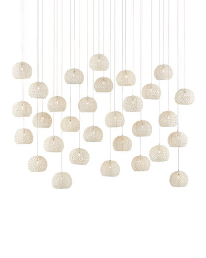 Piero White 30-Light Linear Multi-Drop Pendant