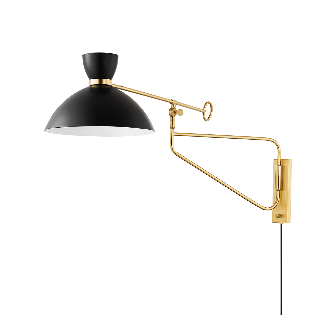CRANBROOK Plug-in Sconce with Aged Brass/soft Black Finish