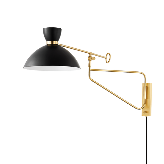 CRANBROOK Plug-in Sconce with Aged Brass/soft Black Finish