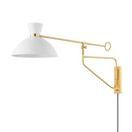 CRANBROOK Plug-in Sconce with AGED BRASS/SOFT WHITE Finish