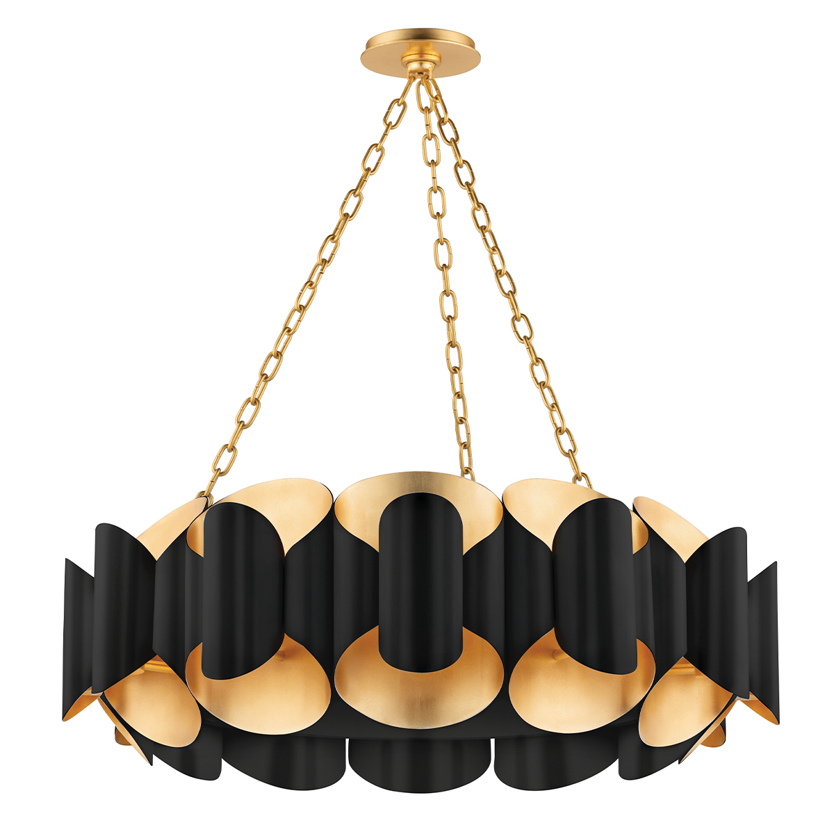 Banks Chandelier with Gold Leaf/black Finish