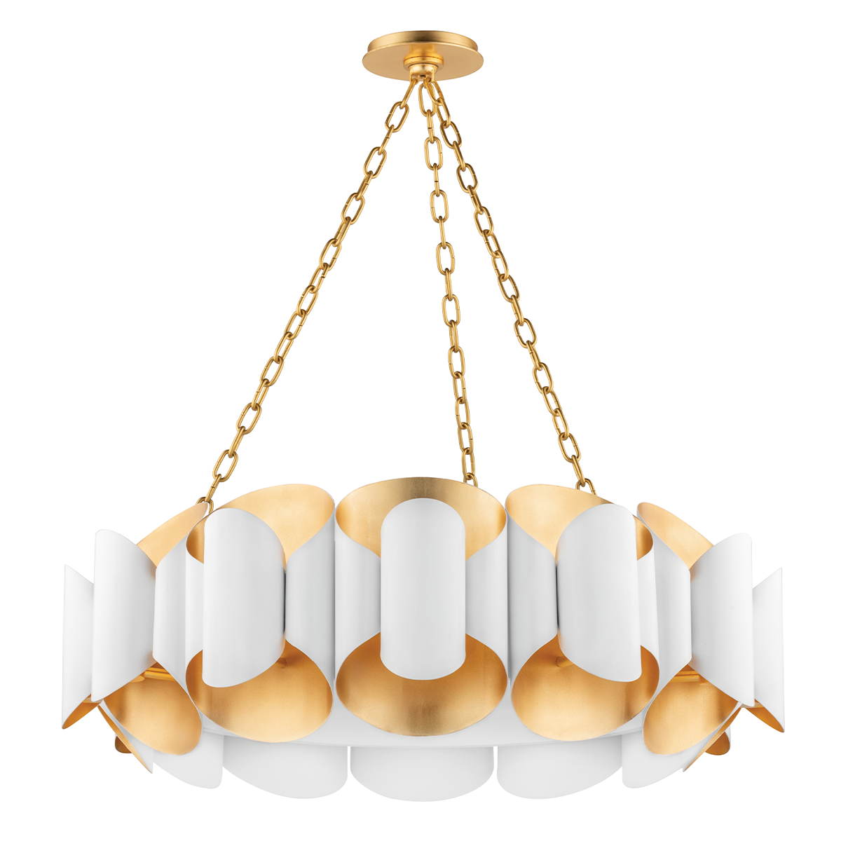 Banks Chandelier with Gold Leaf/white Finish