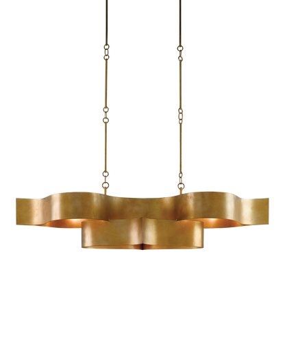 Grand Lotus Gold Oval Chandelier