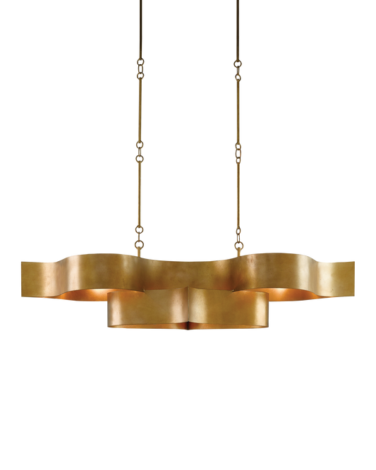 Grand Lotus Gold Oval Chandelier