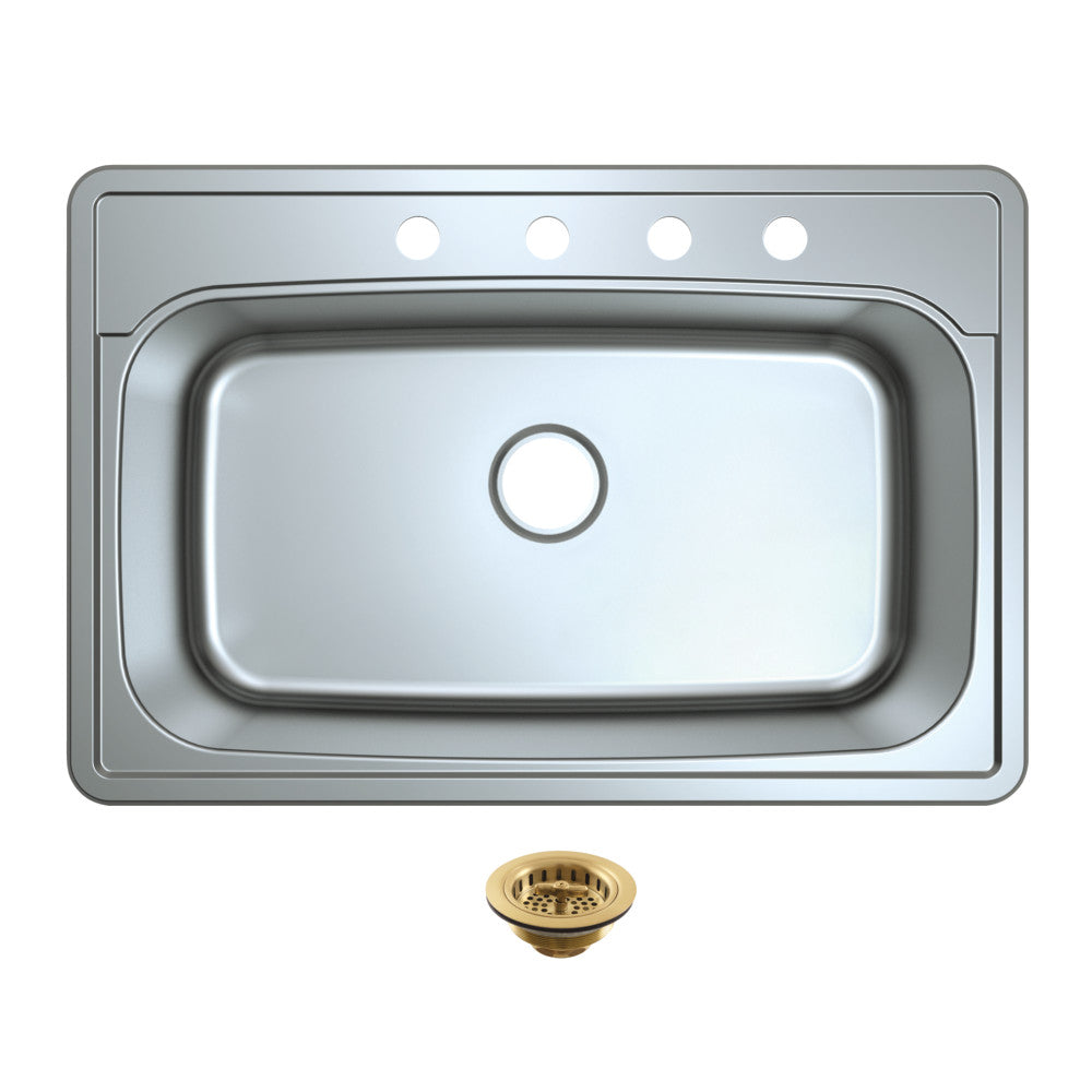 Studio 33.0625 Inch Drop-In Kitchen Sink in Brushed Brass