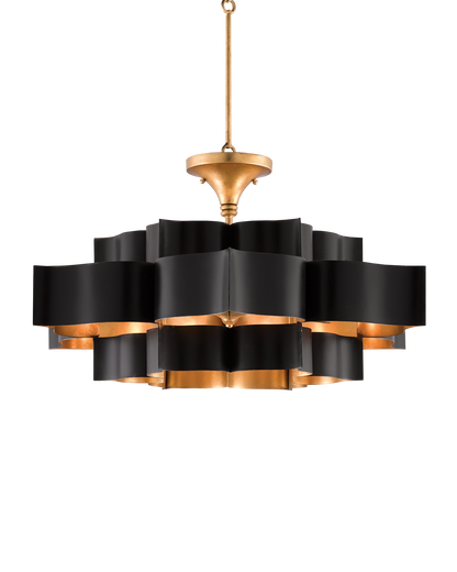 Grand Lotus Large Black Chandelier