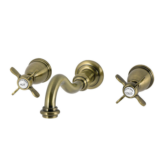 Essex Wall-Mount Bathroom Faucet in Antique Brass