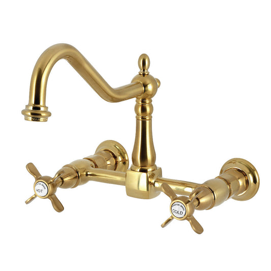 Essex Wall Mount Kitchen Faucet in Brushed Brass