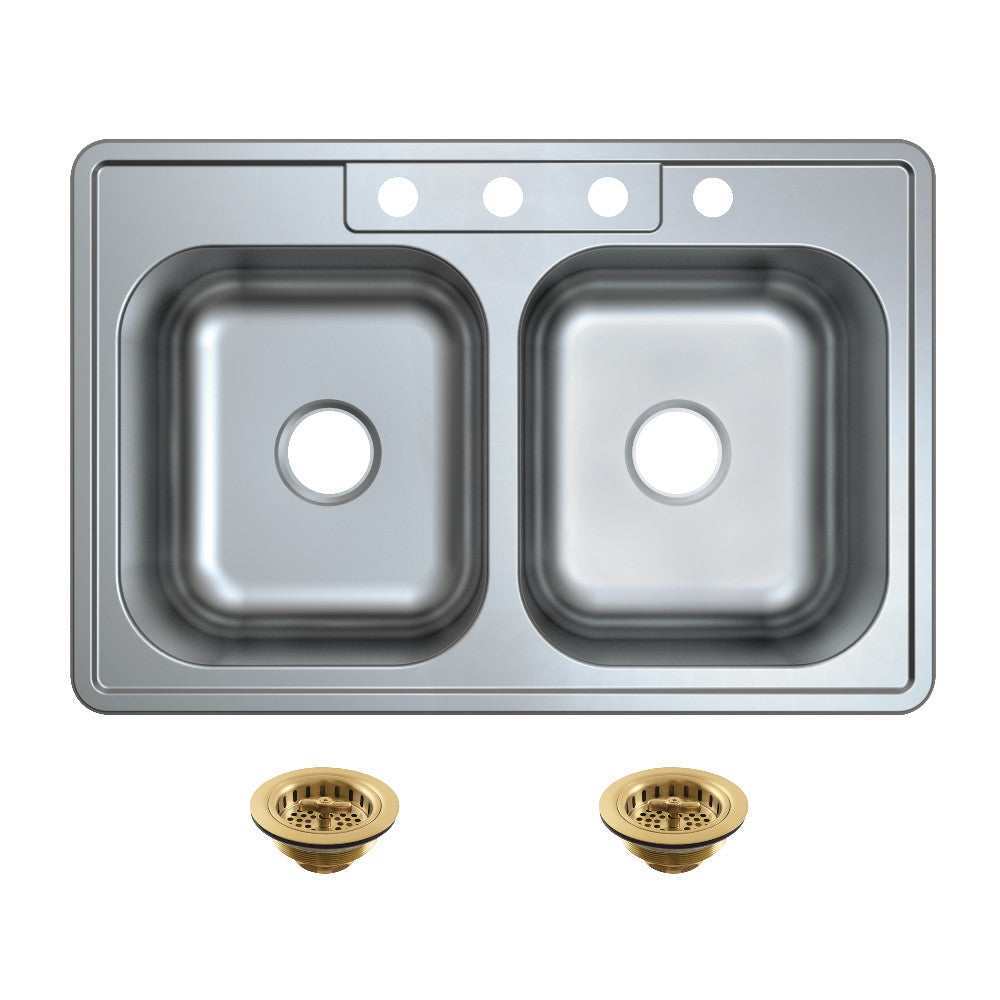 Studio 33 Inch Drop-In Kitchen Sink in Brushed Brass