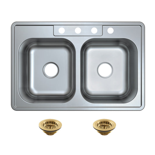 Studio 33 Inch Drop-In Kitchen Sink in Brushed Brass