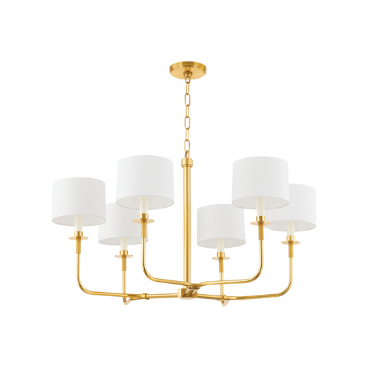 PARAMUS Chandelier with Aged Brass Finish