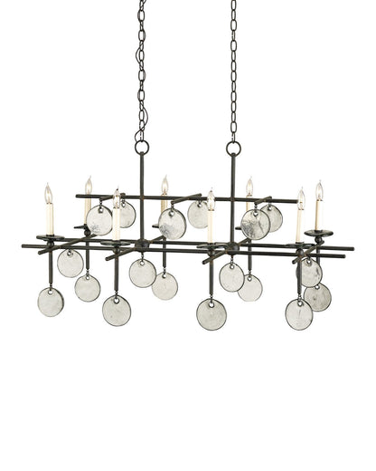 Sethos Black Recycled Glass Rectangular Chandelier