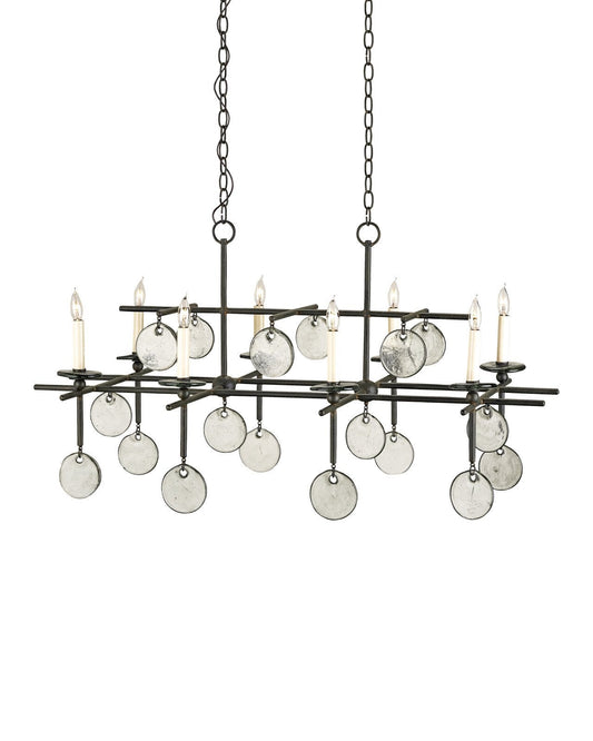 Sethos Black Recycled Glass Rectangular Chandelier
