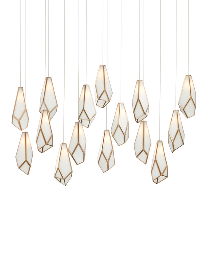 Glace White 15-Light Linear Multi-Drop Pendant