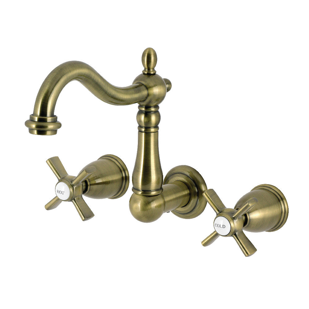Millennium Wall-Mount Bathroom Faucet in Antique Brass