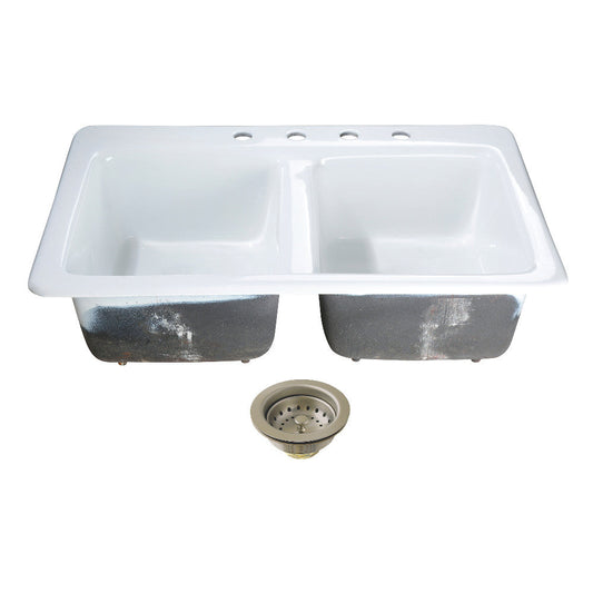 Petra Galley 33 Inch Drop-In Kitchen Sink in White