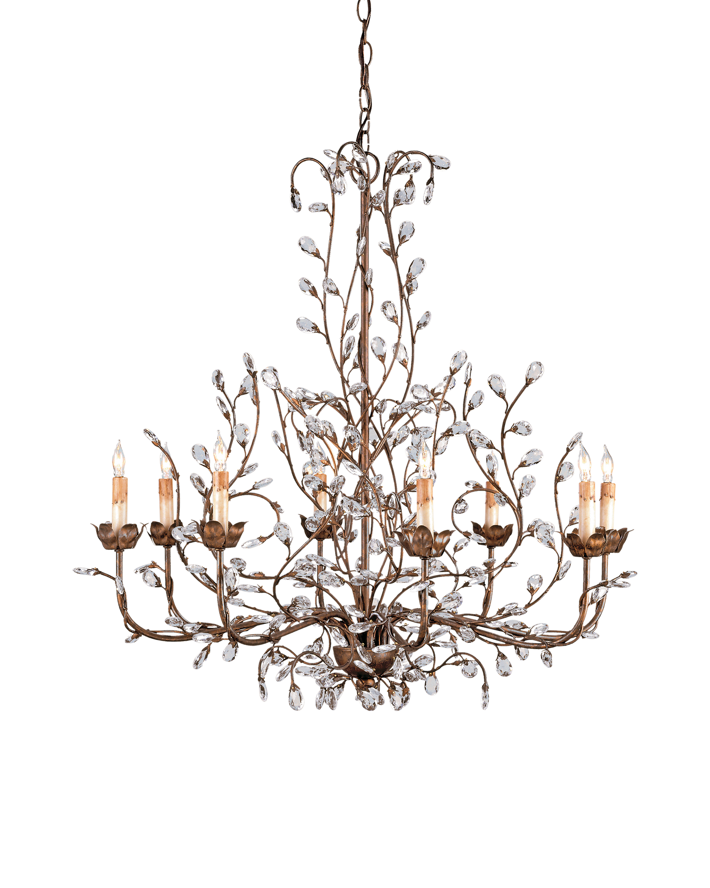 Crystal Bud Large Gold Chandelier