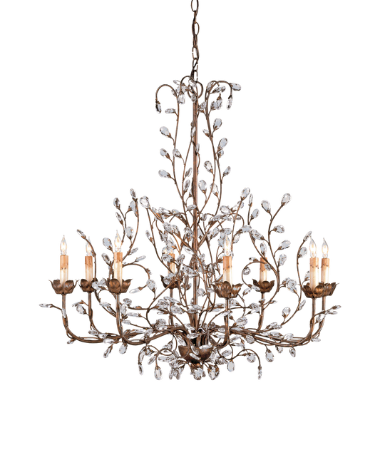Crystal Bud Large Gold Chandelier