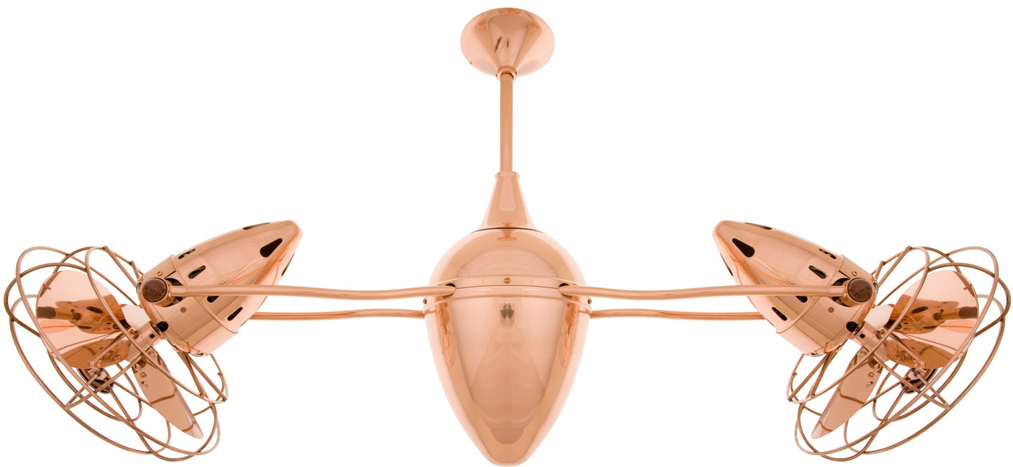 Ar Ruthiane series 360° dual headed rotational ceiling fan. Multiple finish options to choose from. Polished Copper / Polished Copper Finish / 46 Inch
