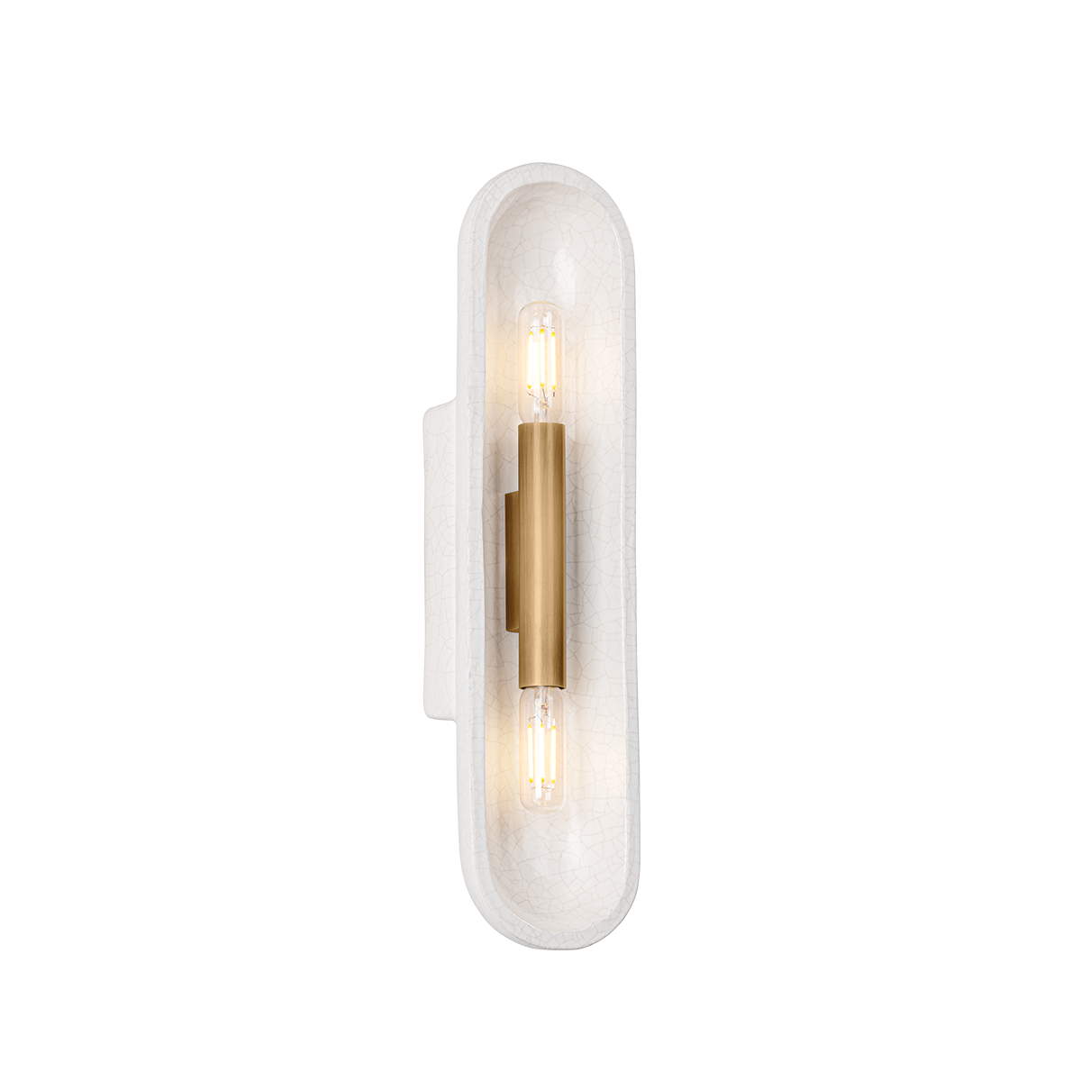 LANE WALL SCONCE with PATINA BRASS/CERAMIC WHITE LARGE CRACKLE Finish