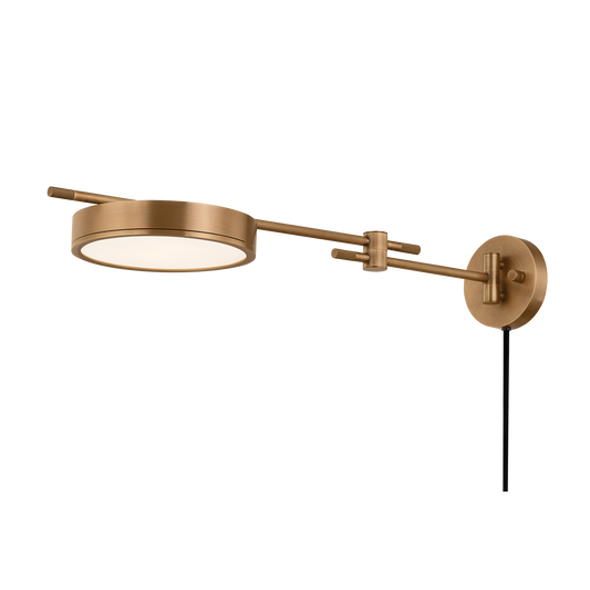 THATCHER Plug-in Sconce with PATINA BRASS Finish
