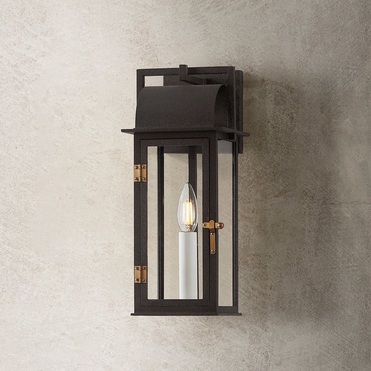 BOHEN Exterior Wall Sconce with French Iron/Patina Brass Finish