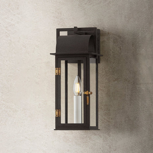 BOHEN Exterior Wall Sconce with French Iron/Patina Brass Finish