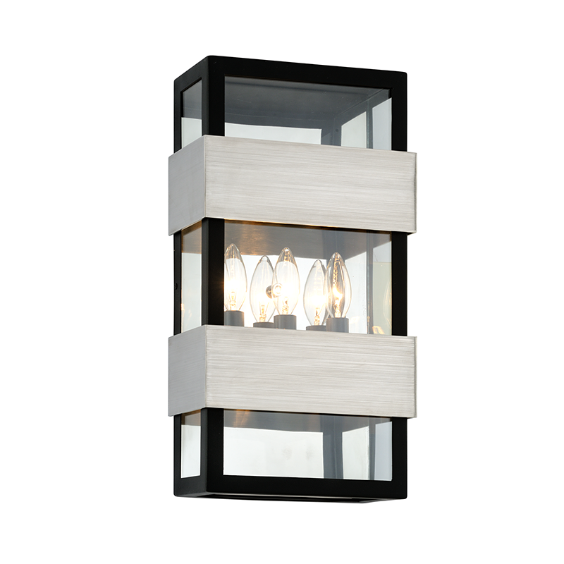 Dana Point Wall Sconce with BLACK WITH BRUSHED STAINLESS Finish