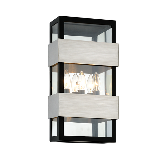 Dana Point Wall Sconce with BLACK WITH BRUSHED STAINLESS Finish