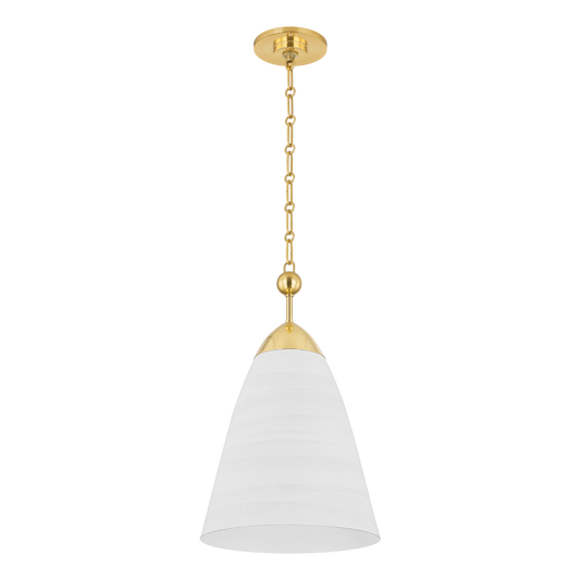 BRONSON Pendant with Aged Brass/white Plaster Finish