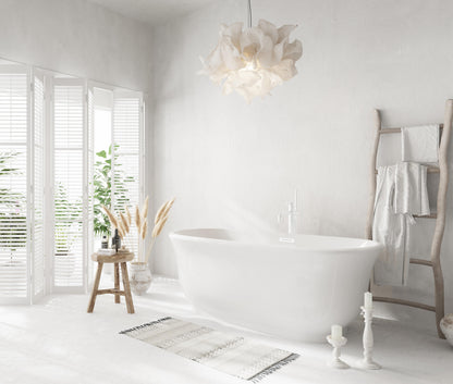 59 inch Soaking Bathtub in Glossy White with Polished White Trim