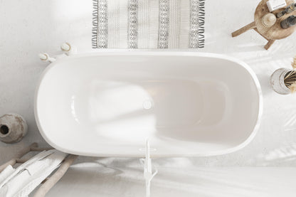 59 inch Soaking Bathtub in Glossy White with Polished White Trim