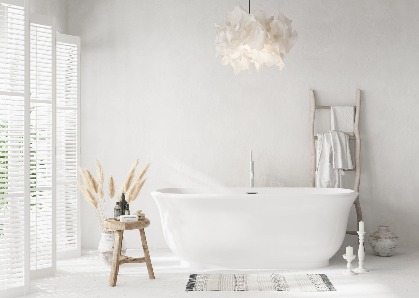 67 inch Soaking Bathtub in Glossy White with Brushed Nickel Trim