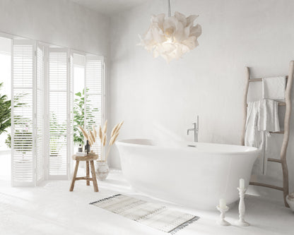 67 inch Soaking Bathtub in Glossy White with Brushed Nickel Trim