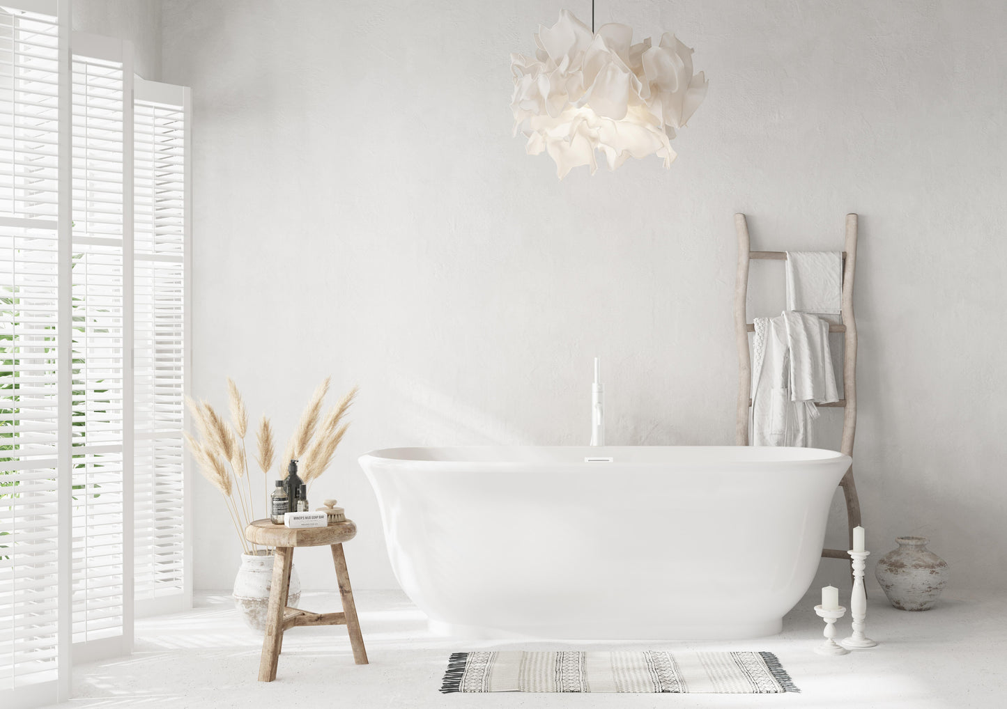 67 inch Soaking Bathtub in Glossy White with Polished White Trim