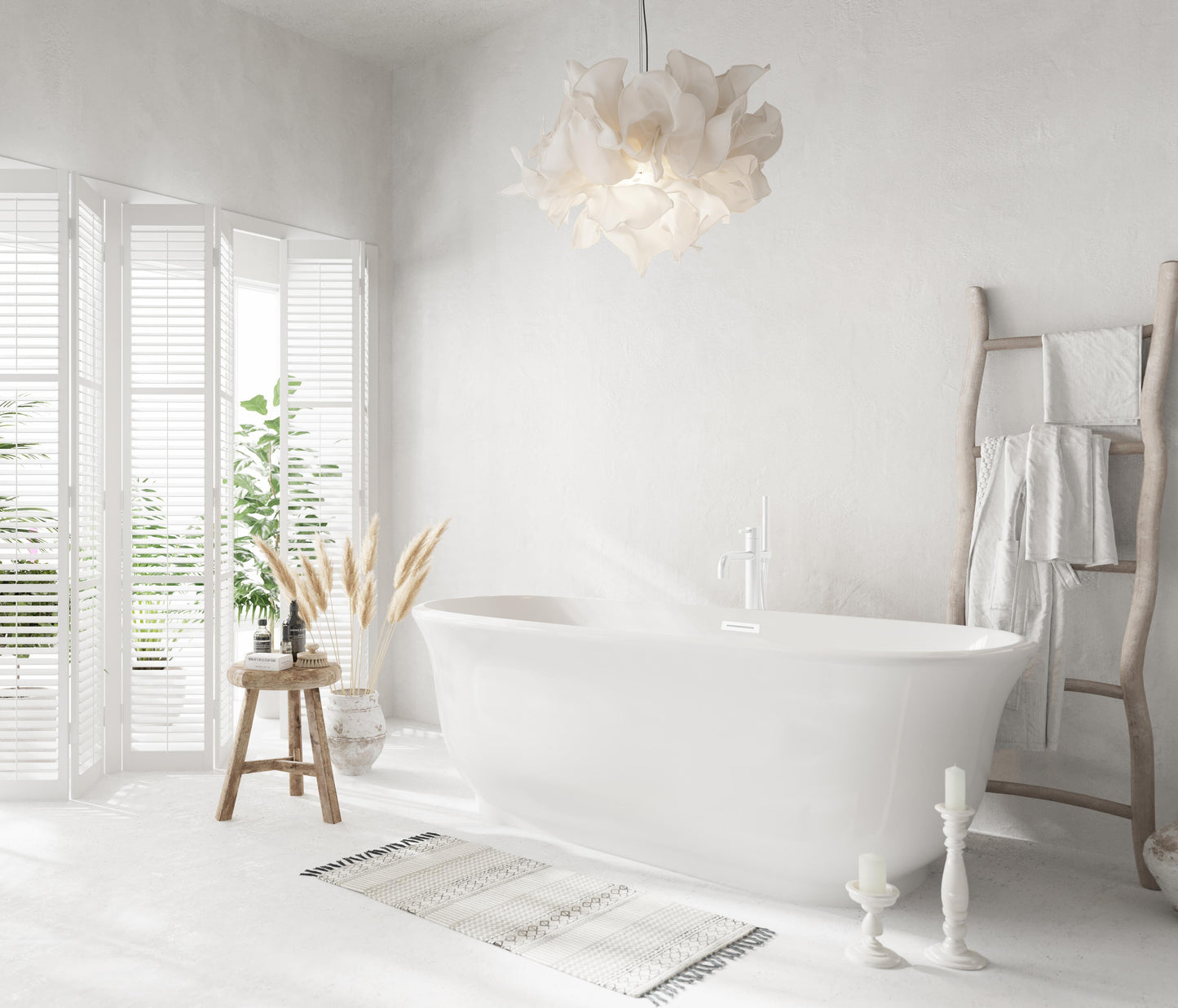 67 inch Soaking Bathtub in Glossy White with Polished White Trim