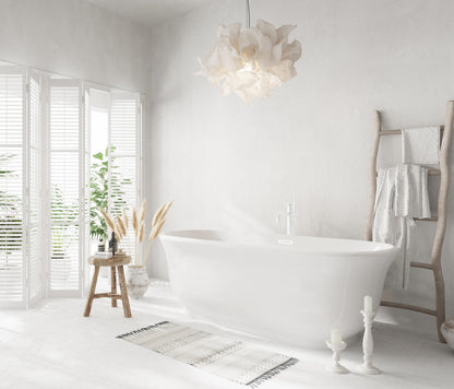67 inch Soaking Bathtub in Glossy White with Polished White Trim