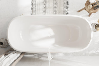 67 inch Soaking Bathtub in Glossy White with Polished White Trim