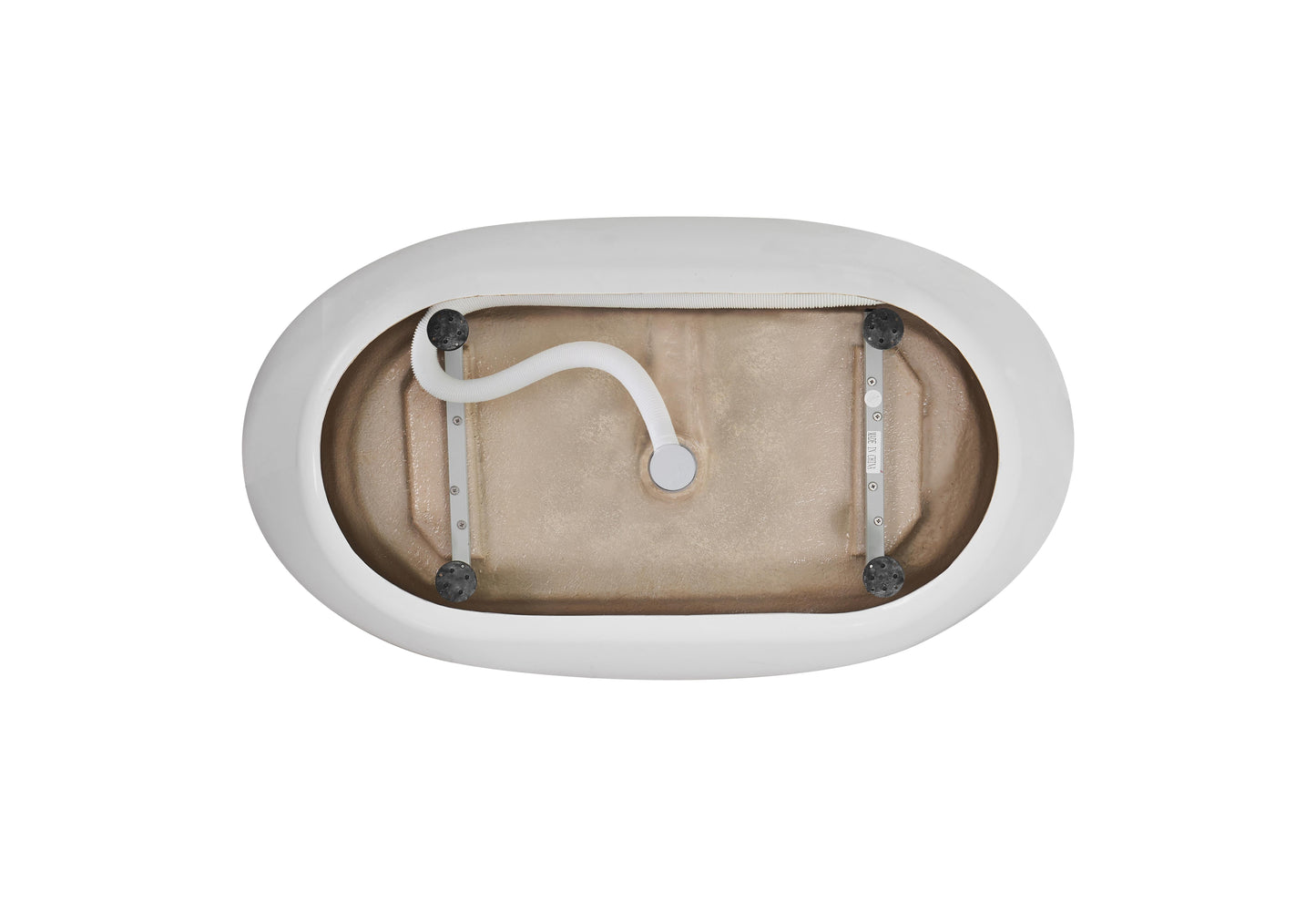 59 inch Soaking Bathtub in Glossy White with Brushed Nickel Trim