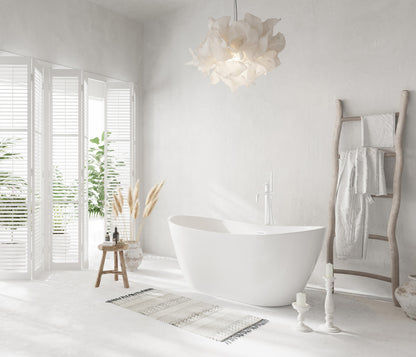 59 inch Soaking Bathtub in Glossy White with Polished White Trim