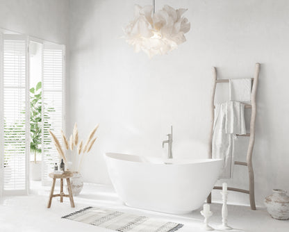 62 inch Soaking Bathtub in Glossy White with Brushed Nickel Trim