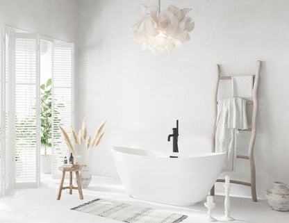 62 inch Soaking Bathtub in Glossy White with Matte Black Trim