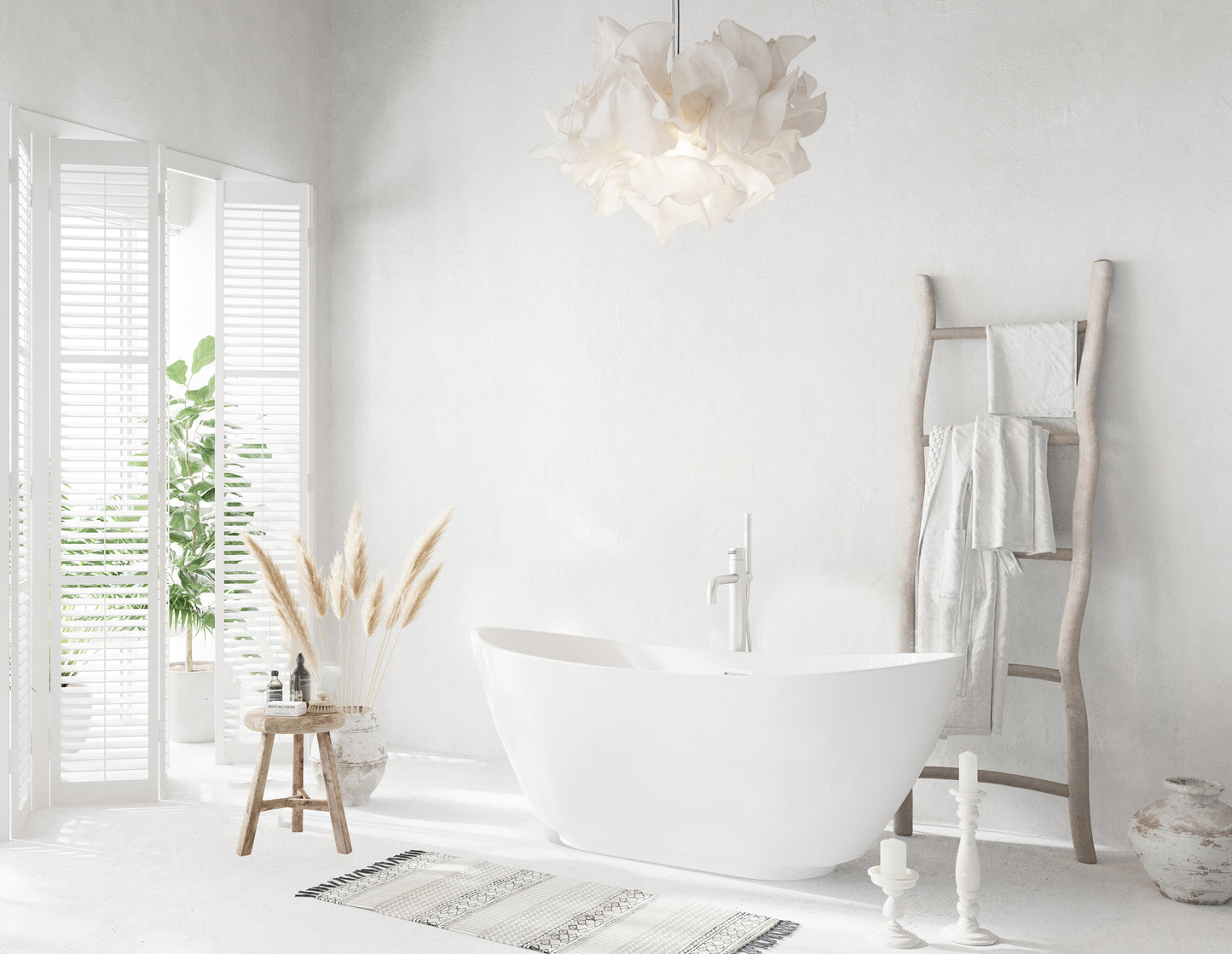 62 inch Soaking Bathtub in Glossy White with Polished White Trim