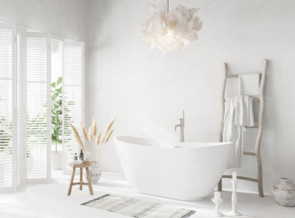 67 inch Soaking Bathtub in Glossy White with Brushed Nickel Trim