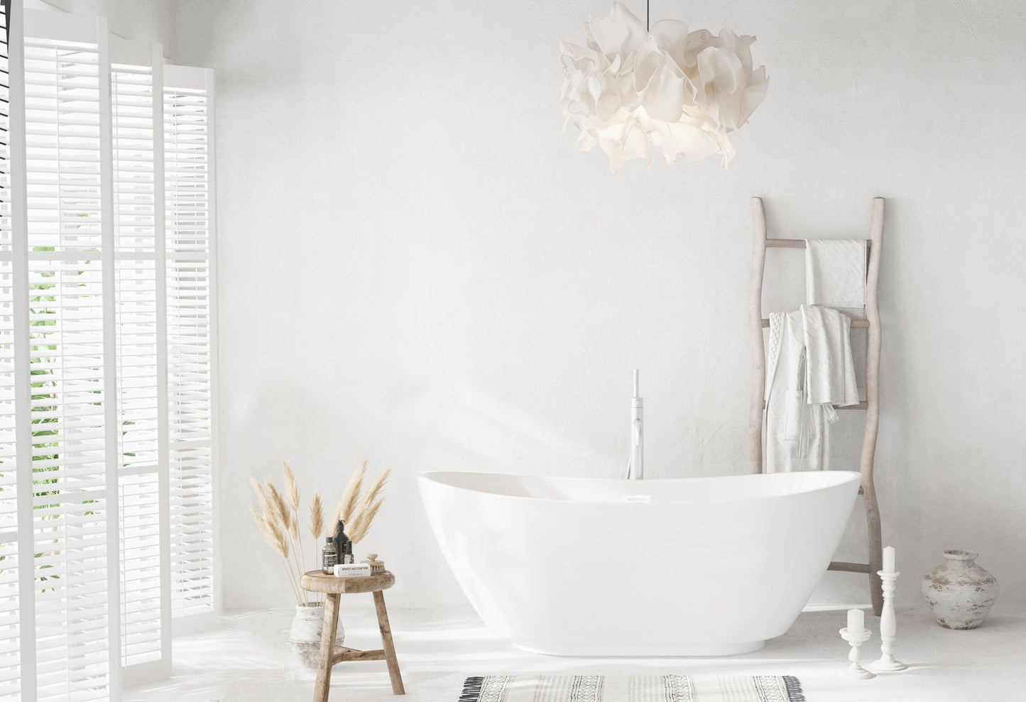 67 inch Soaking Bathtub in Glossy White with Polished White Trim