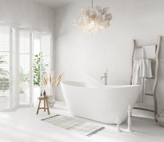 72 inch Soaking Bathtub in Glossy White with Brushed Nickel Trim